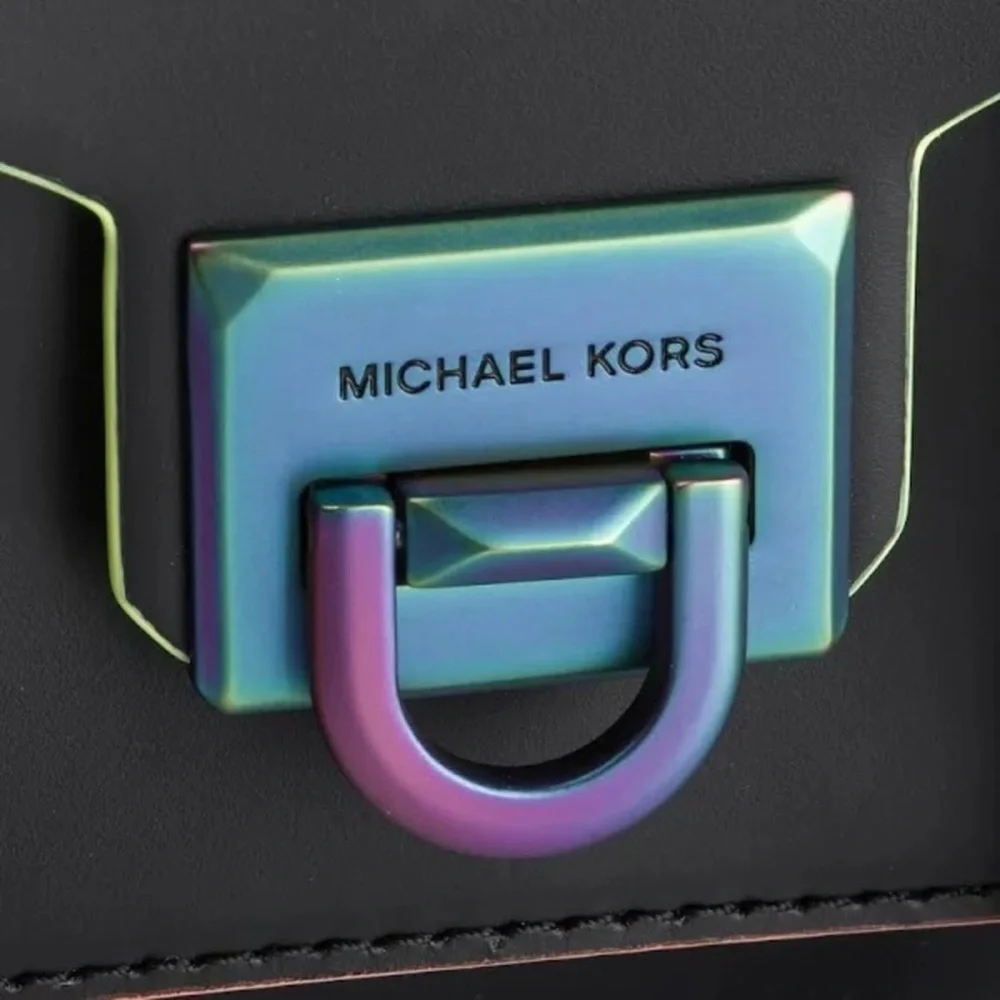 Michael Kors Manhattan Contrast-Trim Leather Satchel in Black - EUC! - Picture 5 of 6